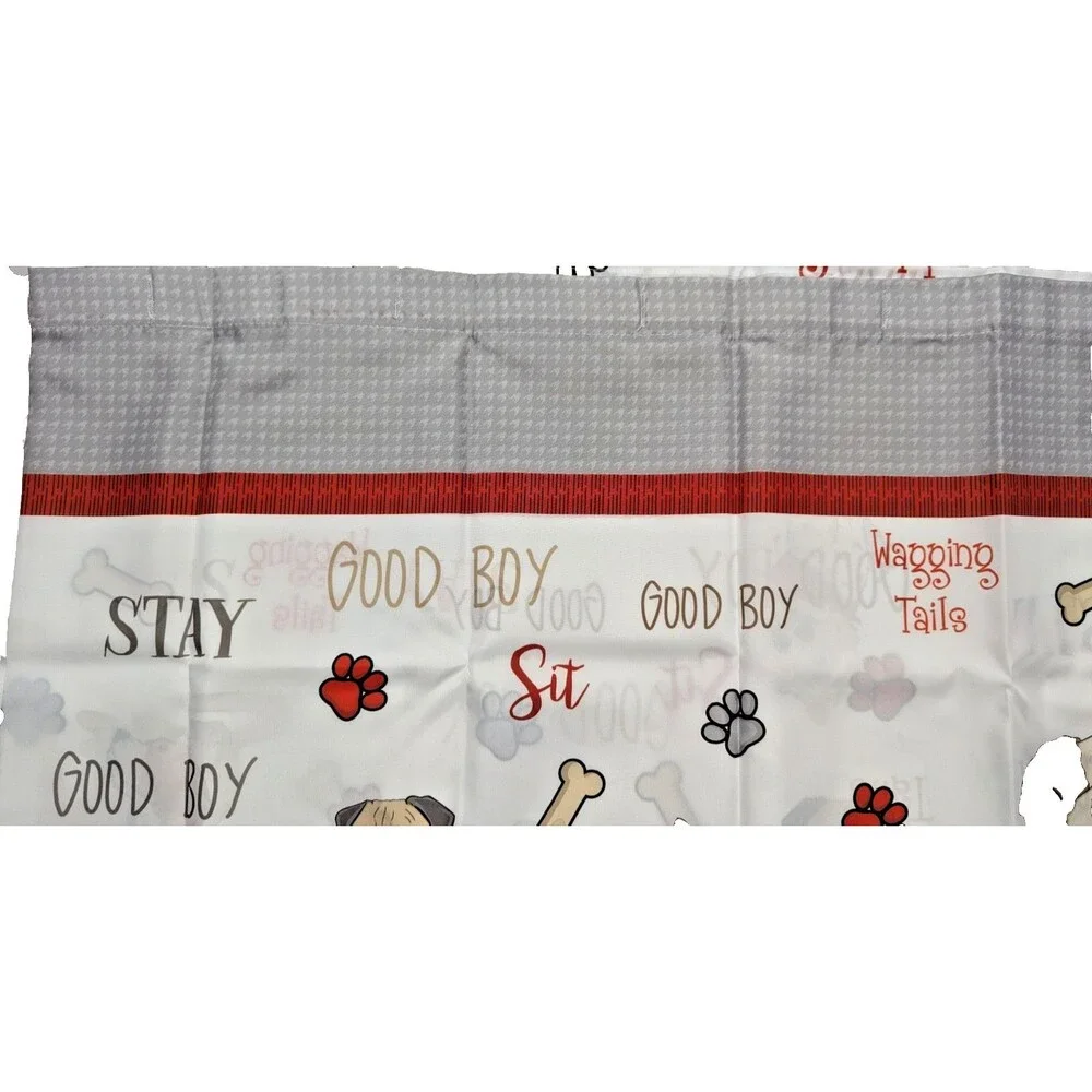 Dogs Fabric Shower Curtain Polyester 72-in Sq. Good Boy Bark Woof Bath Gift NEW
